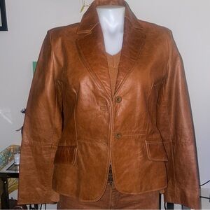 Vintage Leather Brown Blazer Sz S